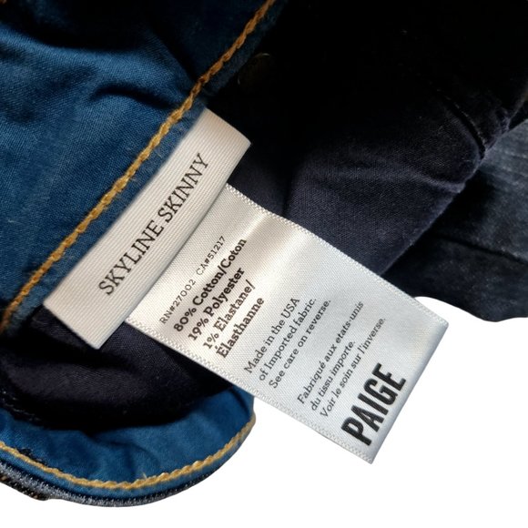 Paige Denim Co Jeans Skyline Skinny Style Low Rise Womens Size 26 Blue Dark Wash - Picture 4 of 9